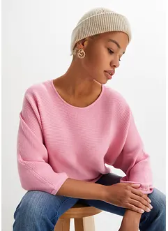 Oversized, ribbestrikket genser i viskosemiks, bonprix