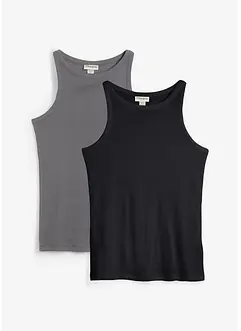Ribbet topp i 100% økologisk bomull (2-pack), bonprix