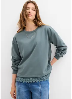 Sweatshirt med blondebesetning, bonprix