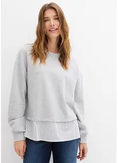 Sweatshirt med blusekant i falden, bonprix