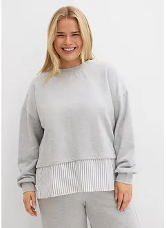 Sweatshirt med blusekant i falden, bonprix