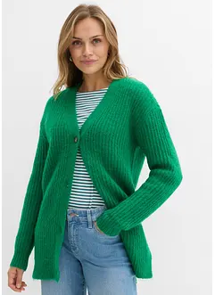 Grovstrikket cardigan i myk garnmiks med ull, bonprix