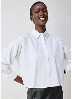 Kort, oversized skjorte med silke, bonprix