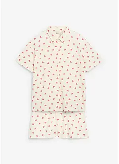 Kort pyjamas av 100% økologisk bomull med knappestolpe (sett i 2 deler), bonprix