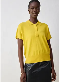 Genser i finstrikk med silke og krage, bonprix