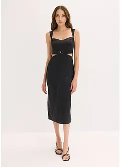 Midikjole i lett sateng, bonprix