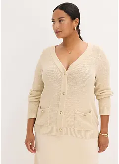 Cardigan i melert garn med gullfargede knapper, bonprix