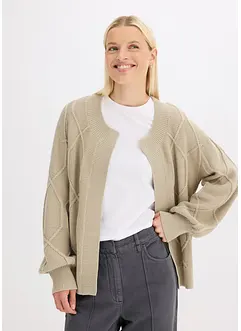 Strikkejakke med flettemønster, bonprix