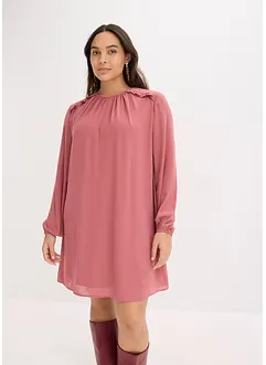 Minikjole i chiffon med rysjer, bonprix