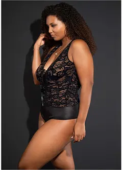 Body ouvert med wetlook, bonprix