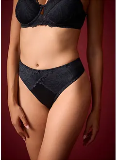 Stringtruse i materiale med glans og høy midje (2-pack), bonprix