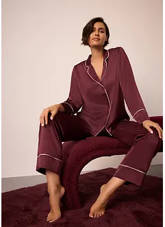 Pyjamas i vevd sateng, bonprix