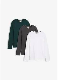 Langermet topp med økologisk bomull (3-pack), bonprix