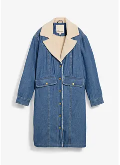 Denim-vinterkåpe, varmt fôret med teddy, bonprix