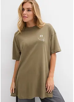 Oversized, lang topp i 100% økologisk bomull, bonprix