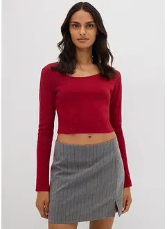 Kort, ribbet topp, bonprix