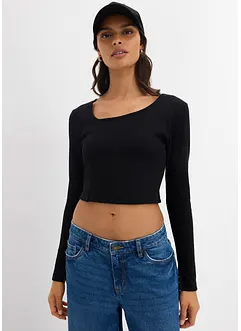 Kort, ribbet topp, bonprix