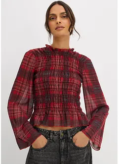 Topp i blusemateriale med vaflet innfelling, bonprix