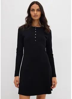 Ribbet kjole av elastisk bomullsmiks, bonprix