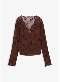 Langermet topp med flockprint, bonprix