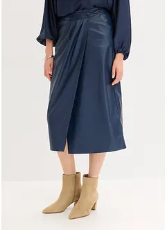 Midiskjørt i imitert skinn og omslagsmodell, bonprix