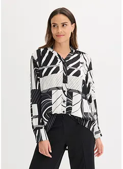 Satengbluse med passepoiler i kontrastfarge, bonprix