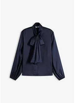 Bluse med sløyfe av lett sateng, bonprix