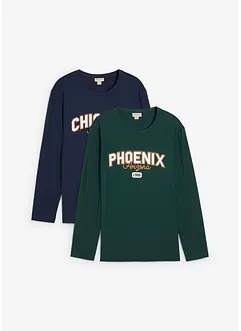 Langermet shirt i 100% økologisk bomull (2-pack), bonprix