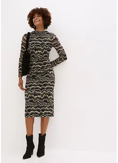Midikjole i myk mesh, bonprix
