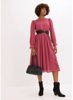 Chiffonkjole med volanger, bonprix