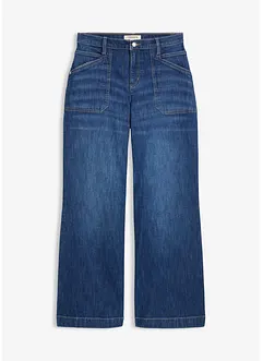 Wide Leg-jeans Mid Waist med påsatte lommer, bonprix