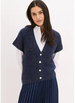 Strikkevest med dekorative knapper og ullandel, bonprix