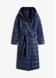 Vannavvisende, vattert kåpe med besetning i ullstil og knytebelte (2 deler), bonprix