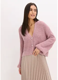 Kort strikkejakke med glittergarn og ullandel, bonprix