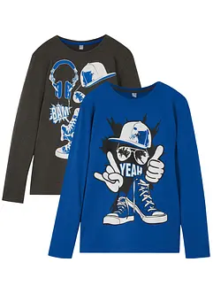 Langermet topp i økologisk bomull (2-pack), bonprix