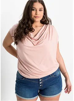 Topp i viskosemiks med drapert utringning, bonprix