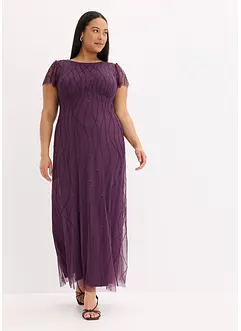 Maxikjole i tyll med perlebroderi, bonprix