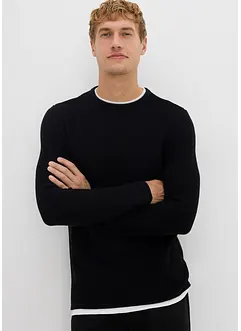 Strukturert genser i 2-i-1-stil av bomullsmiks, bonprix