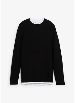 Strukturert genser i 2-i-1-stil av bomullsmiks, bonprix