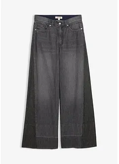 Wide Leg-Jeans High Waist med innfelling, bonprix