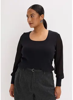 Finstrikket genser av myk viskosemiks, bonprix