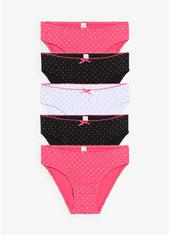 Truse i myk bomull med satengsløyfe (5-pack), bonprix