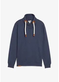 Sweatshirt med sjalskrage og detaljer i imitert skinn, bonprix