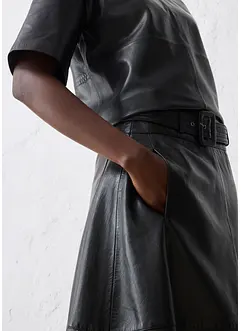 Skinnskjørt i lammenappa med belte (2-delt sett), bonprix