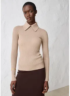 Ribbestrikket genser i merinoull, bonprix