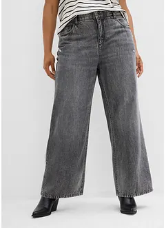 Wide Leg-jeans Mid Waist, Low Stretch, bonprix
