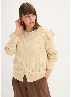 Cardigan med bomull og hullmønster, bonprix