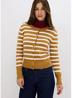 Finstrikket cardigan med stripemønster, bonprix