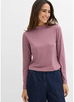 Langermet topp med resirkulert polyamid og ståkrage, bonprix