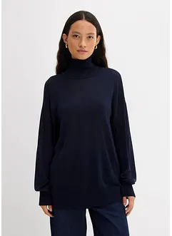 Turtleneck i viskose og lett finstrikk, bonprix